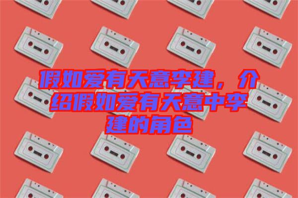 假如愛有天意李建，介紹假如愛有天意中李建的角色