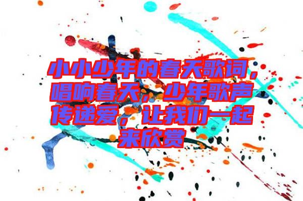 小小少年的春天歌詞，唱響春天，少年歌聲傳遞愛，讓我們一起來(lái)欣賞