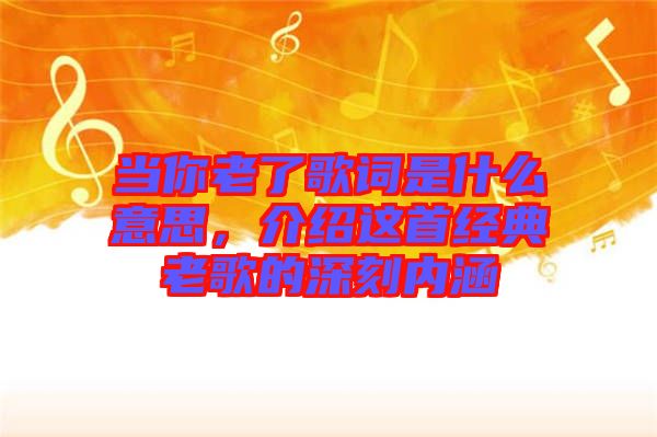 當你老了歌詞是什么意思，介紹這首經(jīng)典老歌的深刻內涵