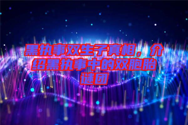 黑執(zhí)事雙生子真相，介紹黑執(zhí)事中的雙胞胎謎團(tuán)