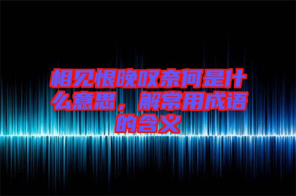 相見恨晚嘆奈何是什么意思，解常用成語的含義