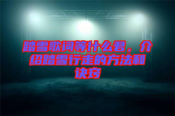 踏雪歌詞等什么君，介紹踏雪行走的方法和訣竅
