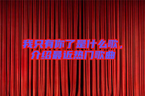 我只有你了是什么歌，介紹最近熱門歌曲