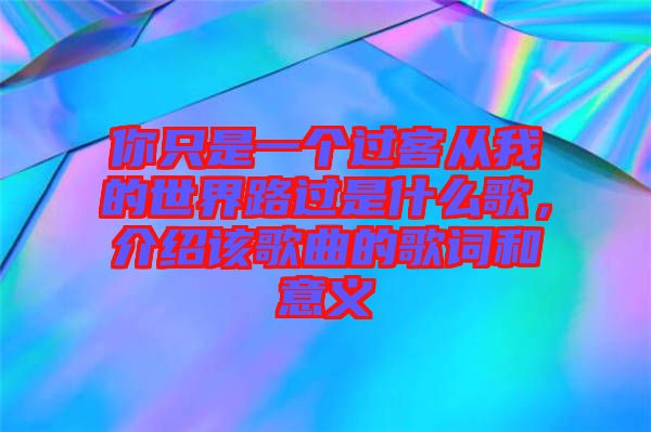 你只是一個(gè)過(guò)客從我的世界路過(guò)是什么歌，介紹該歌曲的歌詞和意義