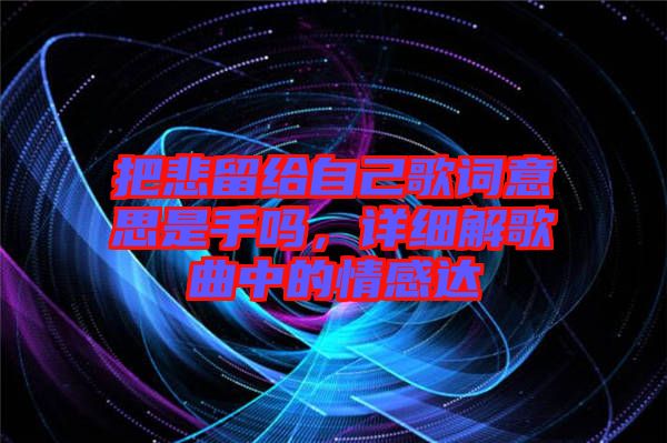 把悲留給自己歌詞意思是手嗎，詳細解歌曲中的情感達