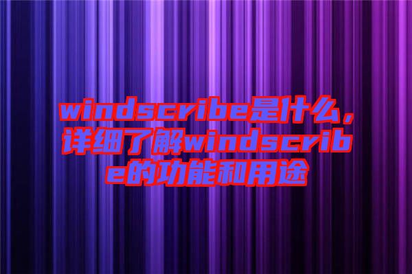 windscribe是什么，詳細了解windscribe的功能和用途