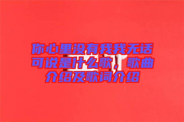 你心里沒有我我無話可說是什么歌，歌曲介紹及歌詞介紹