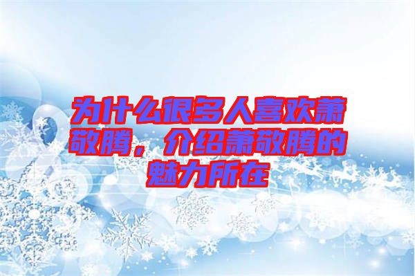 為什么很多人喜歡蕭敬騰，介紹蕭敬騰的魅力所在