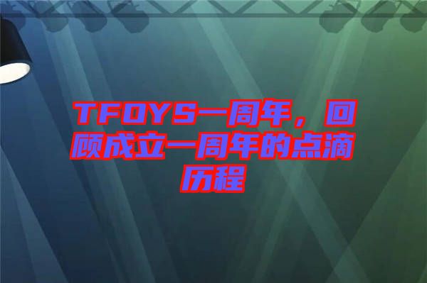 TFOYS一周年，回顧成立一周年的點滴歷程