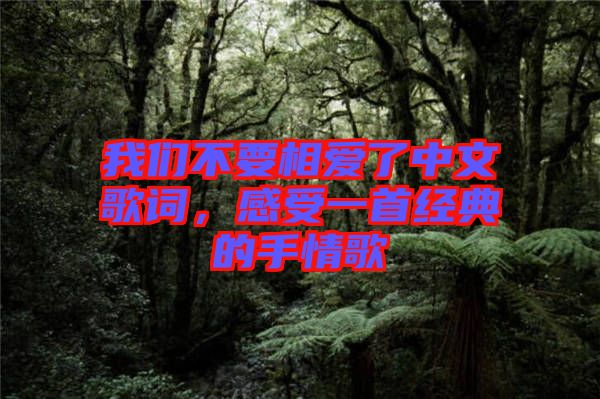 我們不要相愛了中文歌詞，感受一首經典的手情歌