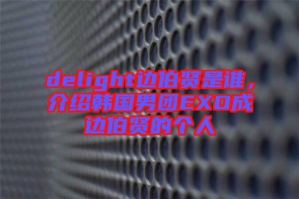 delight邊伯賢是誰，介紹韓國男團EXO成邊伯賢的個人
