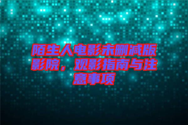 陌生人電影未刪減版影院，觀影指南與注意事項(xiàng)