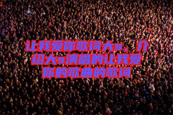 讓我愛你歌詞大s，介紹大s演唱的讓我愛你的歌曲的歌詞