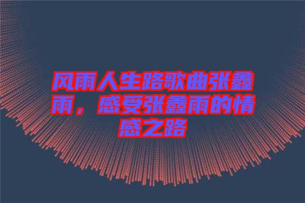 風(fēng)雨人生路歌曲張?chǎng)斡?，感受張?chǎng)斡甑那楦兄? width=