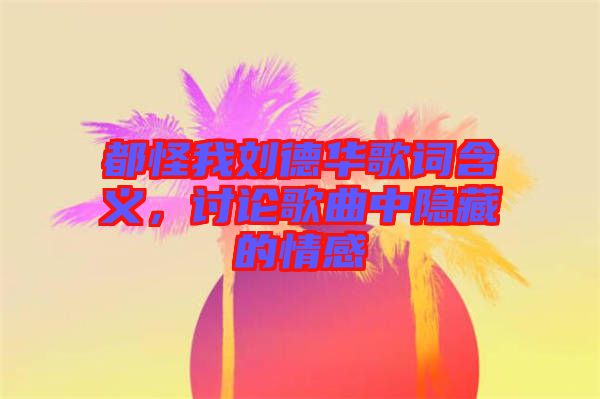 都怪我劉德華歌詞含義，討論歌曲中隱藏的情感