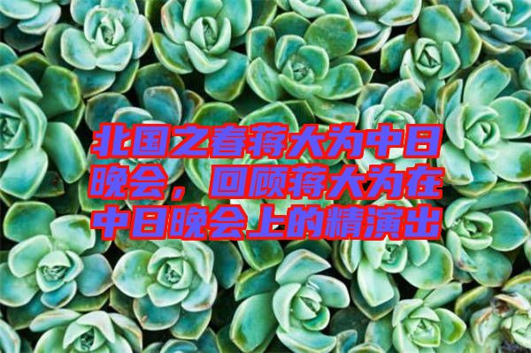 北國之春蔣大為中日晚會，回顧蔣大為在中日晚會上的精演出