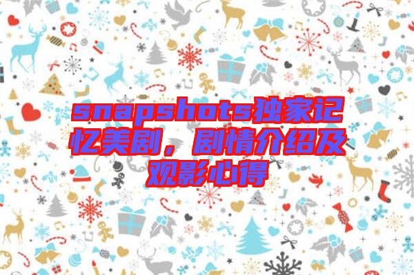 snapshots獨(dú)家記憶美劇，劇情介紹及觀影心得