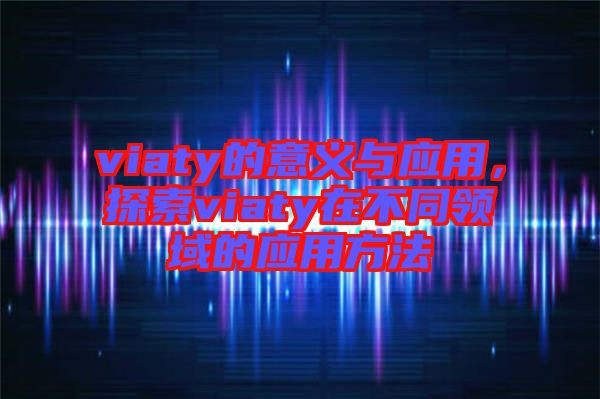 viaty的意義與應(yīng)用，探索viaty在不同領(lǐng)域的應(yīng)用方法