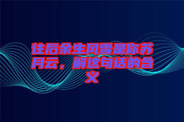 往后余生風(fēng)雪是你蘇月云，解這句話的含義