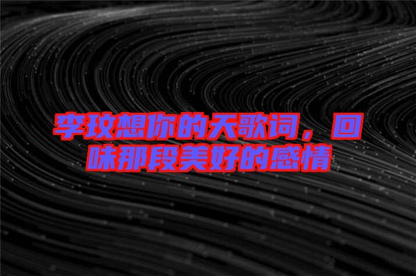 李玟想你的天歌詞，回味那段美好的感情