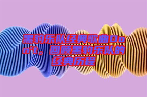 黑豹樂(lè)隊(duì)經(jīng)典歌曲Don't，回顧黑豹樂(lè)隊(duì)的經(jīng)典歷程