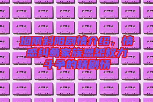 煙雨斜陽劇情介紹，情感糾葛家族恩怨權(quán)力斗爭的精劇情