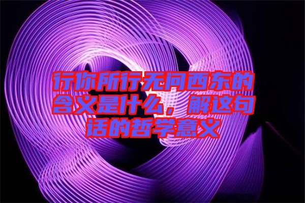行你所行無(wú)問(wèn)西東的含義是什么，解這句話的哲學(xué)意義
