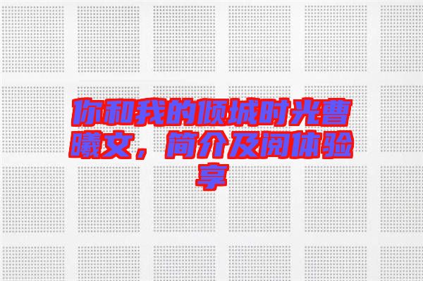 你和我的傾城時光曹曦文，簡介及閱體驗享