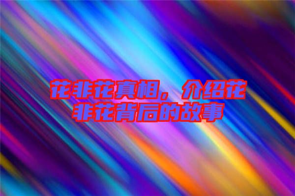 花非花真相，介紹花非花背后的故事