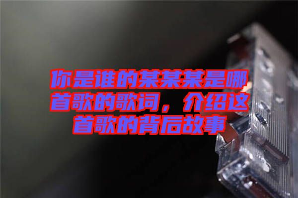 你是誰(shuí)的某某某是哪首歌的歌詞，介紹這首歌的背后故事