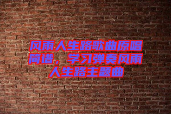 風(fēng)雨人生路歌曲原唱簡譜，學(xué)習(xí)彈奏風(fēng)雨人生路主題曲