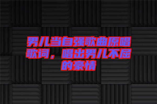 男兒當(dāng)自強(qiáng)歌曲原唱歌詞，唱出男兒不屈的豪情