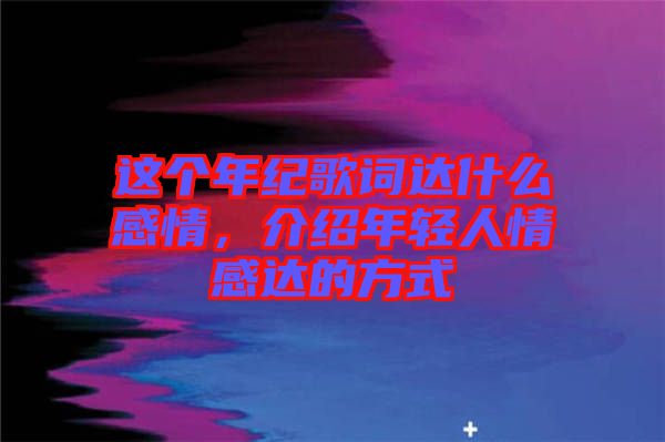 這個年紀歌詞達什么感情，介紹年輕人情感達的方式