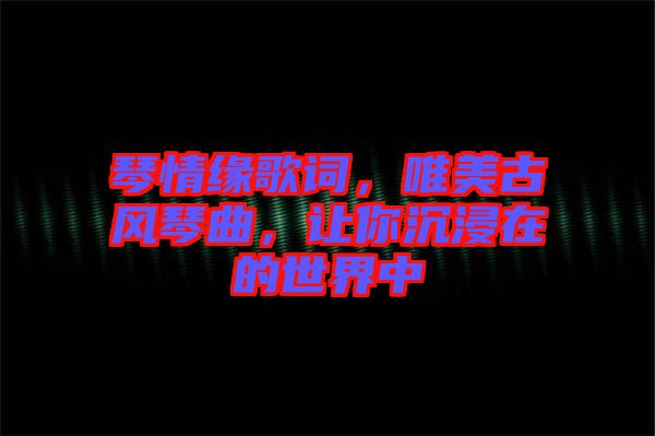琴情緣歌詞，唯美古風(fēng)琴曲，讓你沉浸在的世界中
