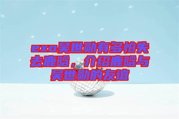 exo吳世勛有多怕失去鹿晗，介紹鹿晗與吳世勛的友誼