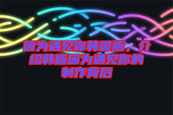 因?yàn)橛鲆?jiàn)你韓國(guó)版，介紹韓版因?yàn)橛鲆?jiàn)你的制作背后