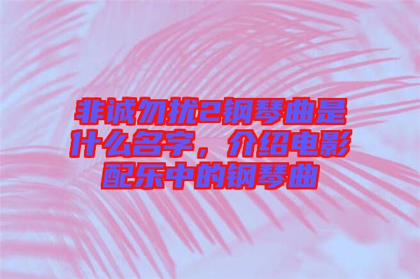 非誠勿擾2鋼琴曲是什么名字，介紹電影配樂中的鋼琴曲