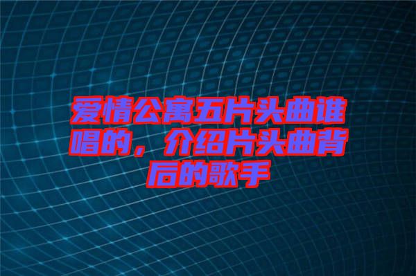 愛情公寓五片頭曲誰(shuí)唱的，介紹片頭曲背后的歌手