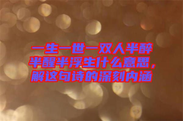 一生一世一雙人半醉半醒半浮生什么意思，解這句詩的深刻內(nèi)涵