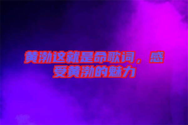 黃渤這就是命歌詞，感受黃渤的魅力