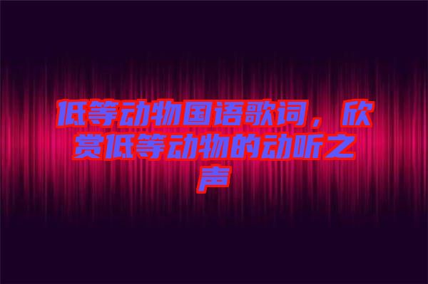 低等動物國語歌詞，欣賞低等動物的動聽之聲