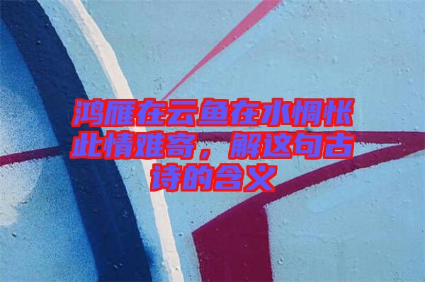 鴻雁在云魚在水惆悵此情難寄，解這句古詩的含義