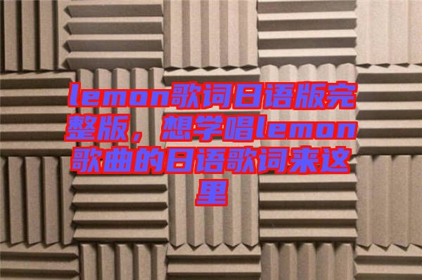 lemon歌詞日語版完整版，想學(xué)唱lemon歌曲的日語歌詞來這里