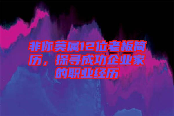 非你莫屬12位老板簡歷，探尋成功企業(yè)家的職業(yè)經(jīng)歷