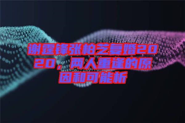 謝霆鋒張柏芝復(fù)婚2020，兩人重逢的原因和可能析