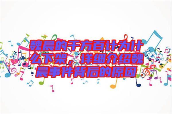 魏晨的千方百計為什么下架，詳細介紹魏晨事件背后的原因