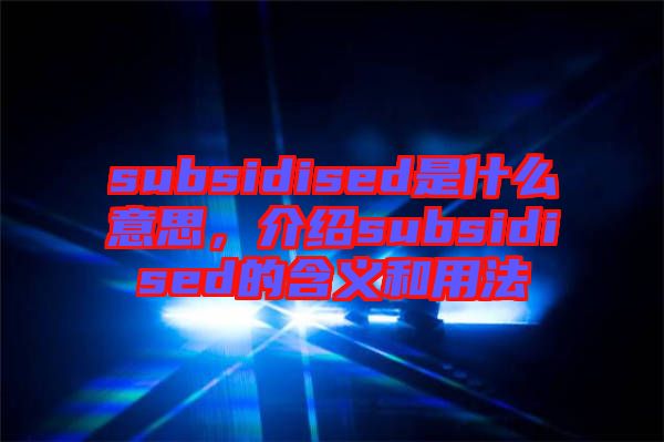 subsidised是什么意思，介紹subsidised的含義和用法