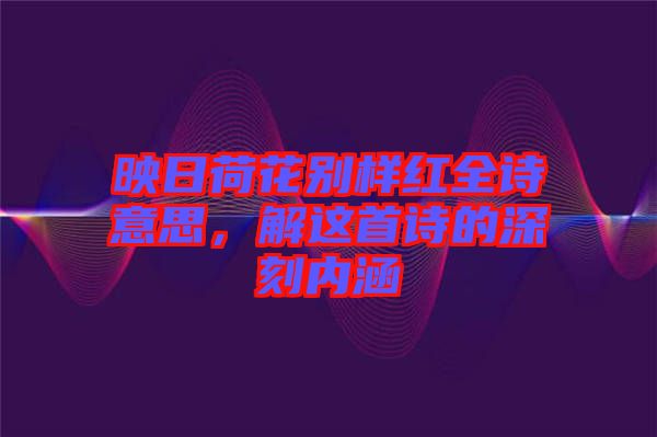 映日荷花別樣紅全詩(shī)意思，解這首詩(shī)的深刻內(nèi)涵