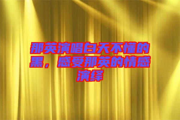 那英演唱白天不懂的黑，感受那英的情感演繹