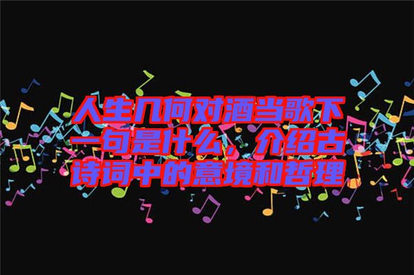 人生幾何對(duì)酒當(dāng)歌下一句是什么，介紹古詩詞中的意境和哲理